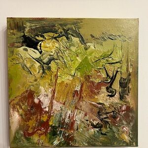 Abstract Green and Yellow Textured Canvas Wall Art